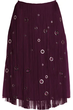 Prada Hand-Studded Fringe Midi Skirt