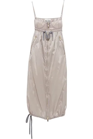 Miu Miu Tie-Detailed Silk Midi Dress