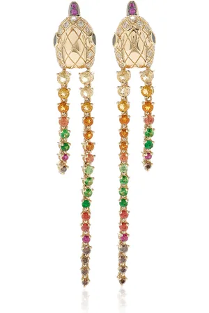 YVONNE LÉON Long Python 9K Yellow Multi-Stone Earrings