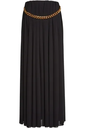 Balenciaga Belt-Detailed Pleated Crepe Maxi Skirt