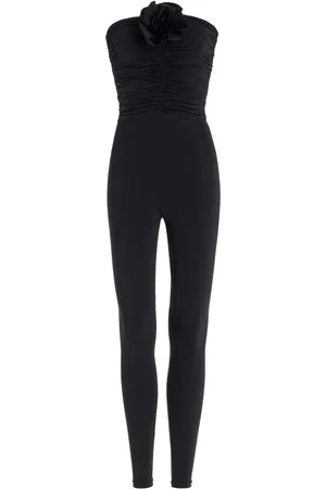 Maygel Coronel Matuna Floral-Appliquéd Strapless Jumpsuit