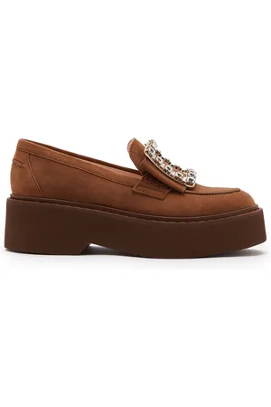 Roger Vivier Viv Rangers Buckle-Embellished Suede Platform Loafers