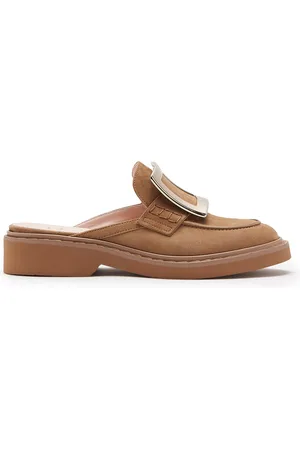 Roger Vivier Viv Rangers Buckle-Detailed Suede Mule Loafers