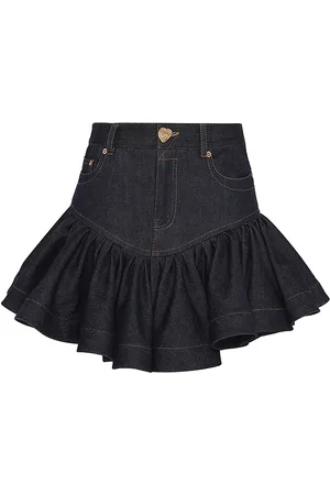 ZIMMERMANN Crushed Flared Denim Mini Skirt