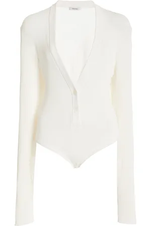 Nensi Dojaka Ribbed-Knit Cardigan Bodysuit