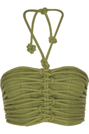 Andres Otalora Ayla Knotted Linen Crop Top