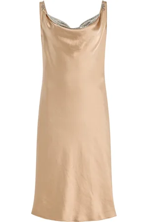 VERSACE Crystal-Trimmed Satin Midi Slip Dress