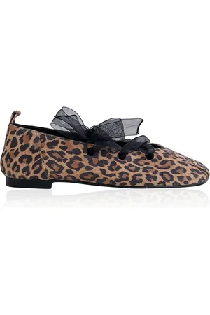 Reike Nen Ribbon-Detailed -Print Leather Flats