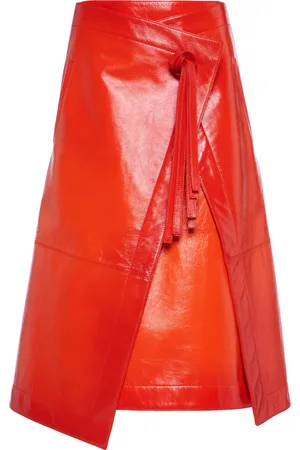 Bottega Veneta Degrade-Leather Midi Wrap Skirt