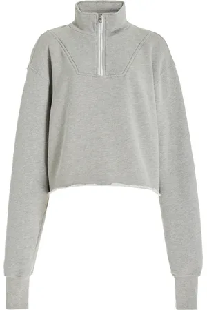 Les Tien Haley Cropped Half-Zip Cotton Sweatshirt