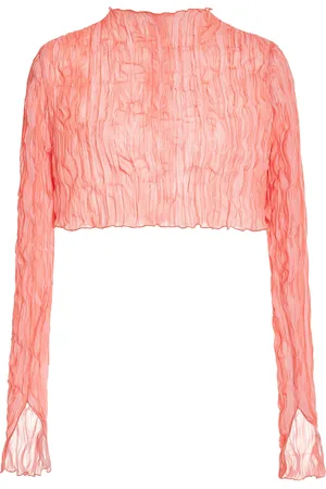 LAPOINTE Pleated Georgette Crop Top