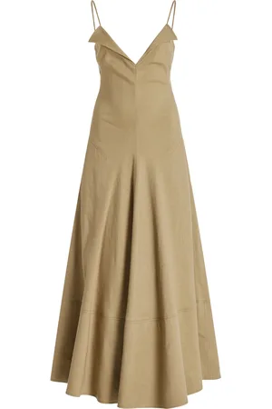 Proenza Schouler Ruby Split-Neck Eco-Linen Maxi Dress