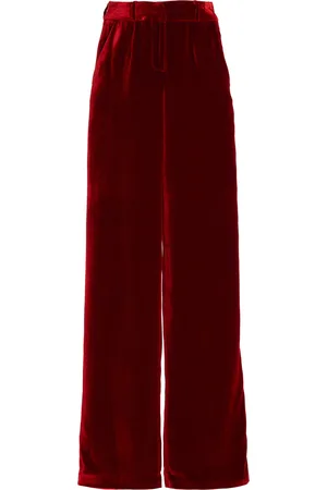 Sergio Hudson Mid-Rise Velvet Wide-Leg Pants