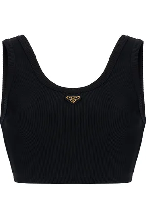 Prada Ribbed Cotton Jersey Crop Top