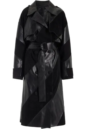 Stand Studio Blossom Leather and Suede Trench Coat