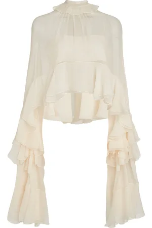 Chloé Ruffled Organic Silk Crop Top