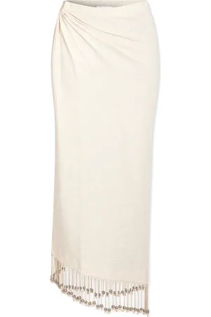 Paco rabanne Fringed Cotton Midi Skirt