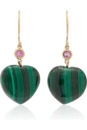 Haute Victoire 14K Yellow Gold Malachite; Sapphire Earrings