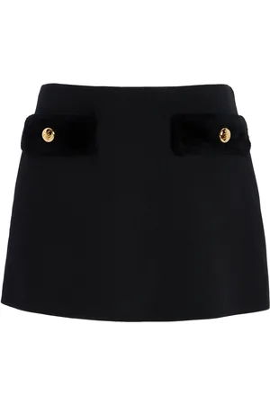 Prada Shearling-Trimmed Wool Mini Skirt