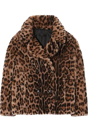 NILI LOTAN Cleophee Short Animal-Print Shearling Coat