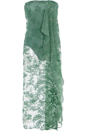 CHRISTOPHER ESBER Draped Cotton-Blend Lace Midi Dress