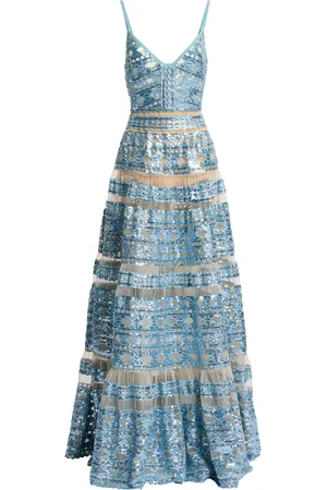 Elie saab Sequined Tulle Maxi Dress