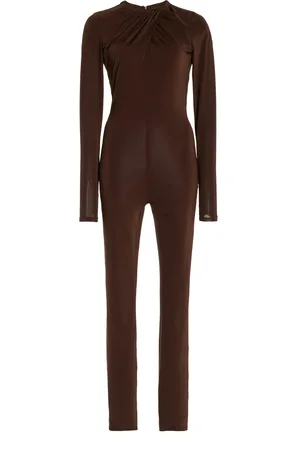 Sergio Hudson Ruched Knit Jersey Catsuit