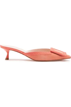 Roger Vivier Viv In The City Perforated Suede Mules