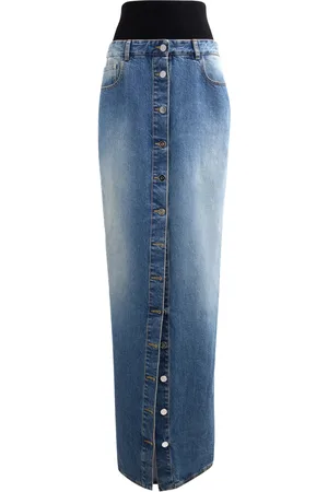 Alaïa Denim Maxi Column Skirt