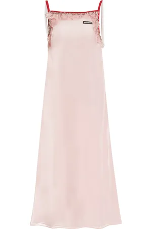 Miu Miu Ruffle-Trimmed Voile Slip Dress