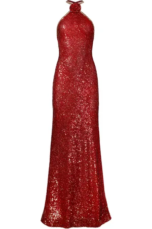 Naeem Khan Flower-Detailed Stretch Sequined Gown