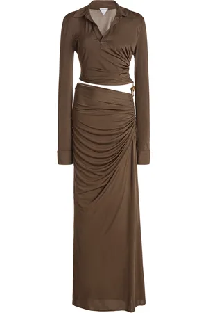 Bottega Veneta Ruched Cutout Maxi Dress