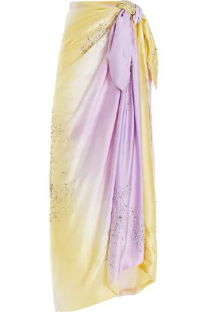 Des Phemmes Crystal-Embellished Silk-Chiffon Mini Wrap Skirt