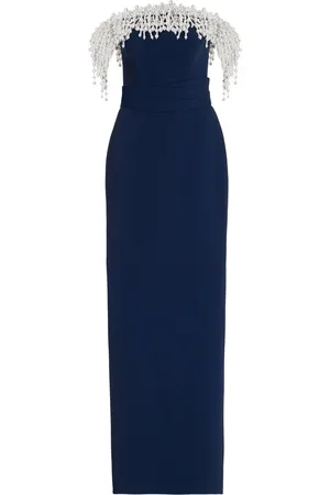 Pamella Roland Pearl Fringed Gown
