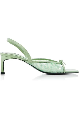 Reike Nen Nabi Bow-Detailed Sequined-Mesh Slingback Sandals