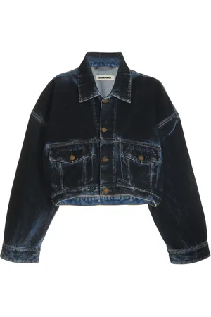 DARKPARK Gigi Flocked-Denim Cropped Jacket