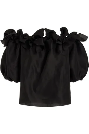 Carolina Herrera Knotted Silk Gazar Off-The-Shoulder Top
