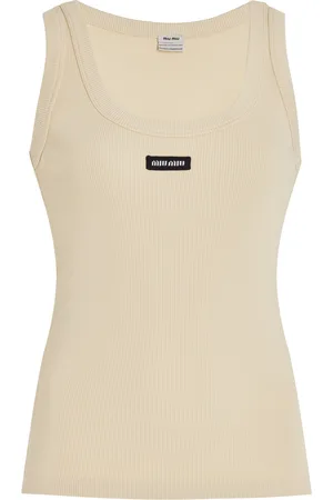 Miu Miu Ribbed Cotton Tank Top