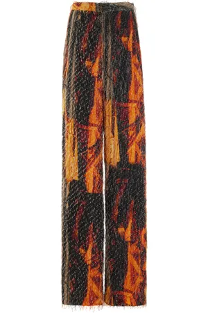 LAPOINTE Jacquard Fringe High-Waisted Straight-Leg Pants