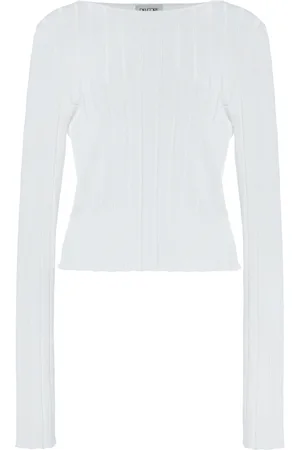 DEL CORE Bateau Neck Ribbed-Knit Top