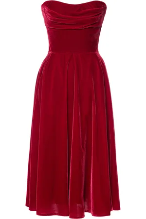 LENA HOSCHEK Chivalry Strapless Velvet Midi Dress
