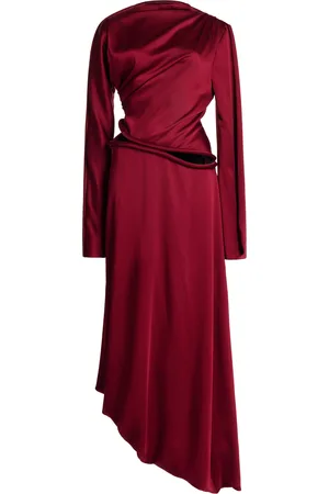 Victoria Beckham Satin Cut-Out Tube Midi Dress
