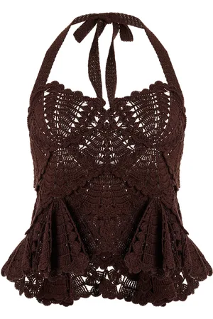 Oscar de la Renta Crocheted Cotton Halter Tank Top