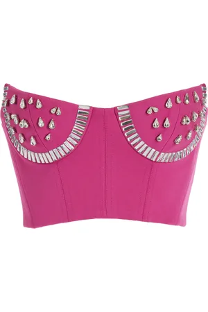 AREA Watermelon Crystal-Embellished Cup Bustier