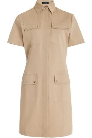 VERSACE Belted Cotton-Gabardine Mini Dress