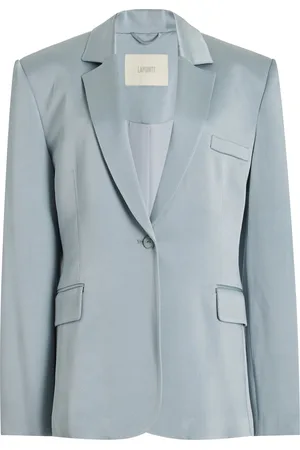 LAPOINTE Broad-Shoulder Satin Blazer