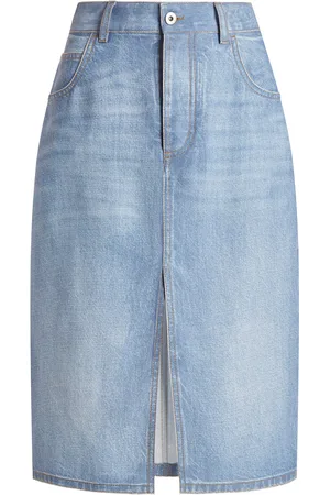 Bottega Veneta Denim-Printed Midi Skirt