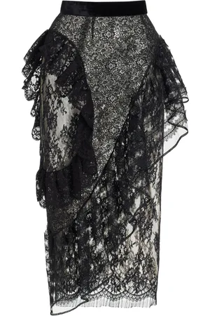 FRANCOISE Exclusive Carine Ruffled Lace Midi Skirt