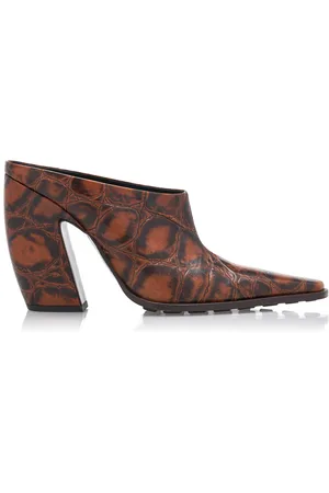 Bottega Veneta Tex Croc-Embossed Leather Mules