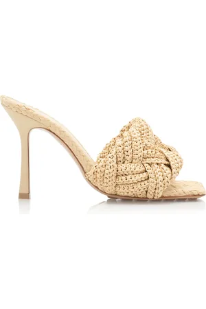 Bottega Veneta Lido Raffia Leather Mule Sandals